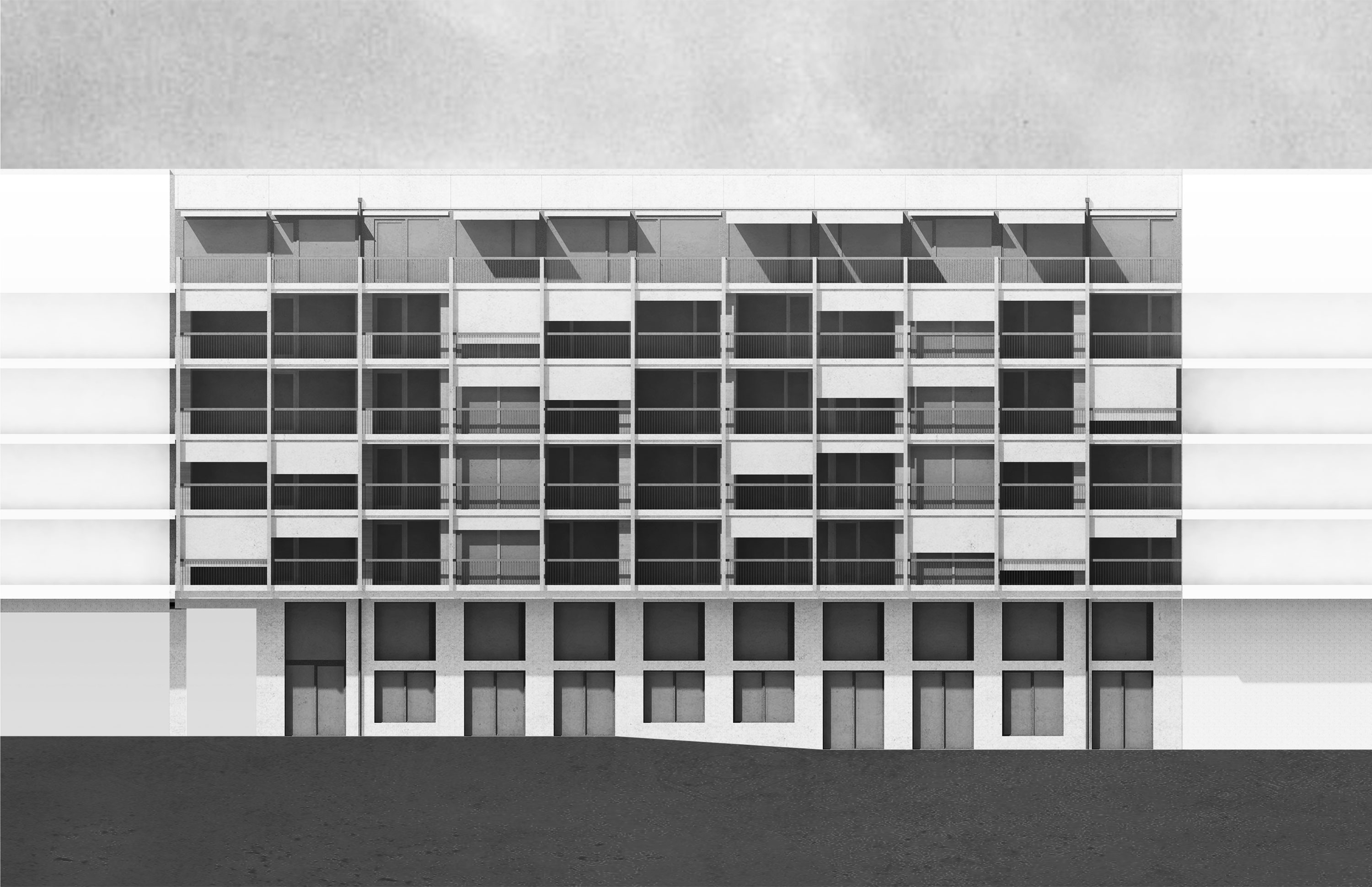 Visualization facade to the courtyard