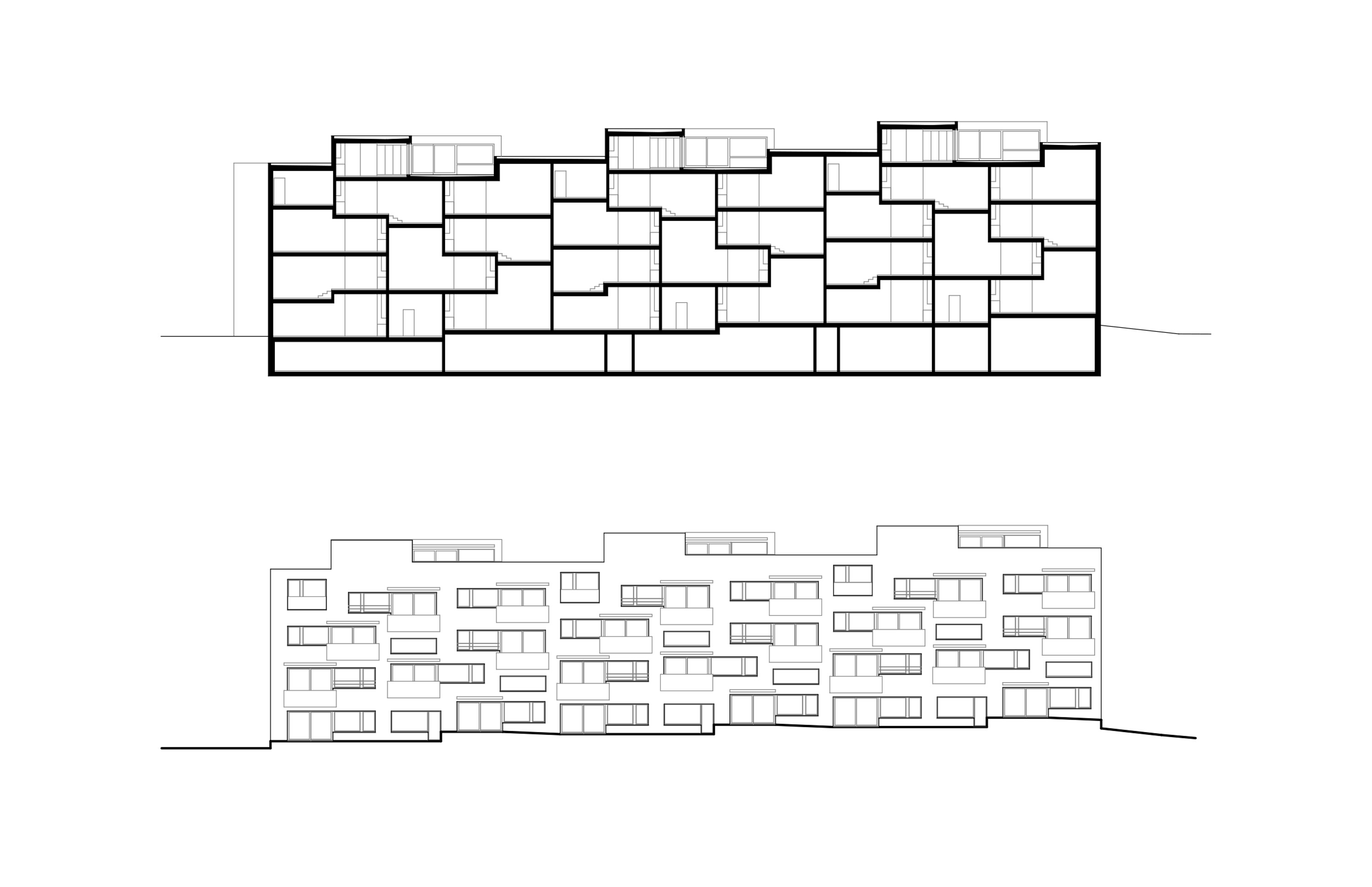Elevation and section of House East