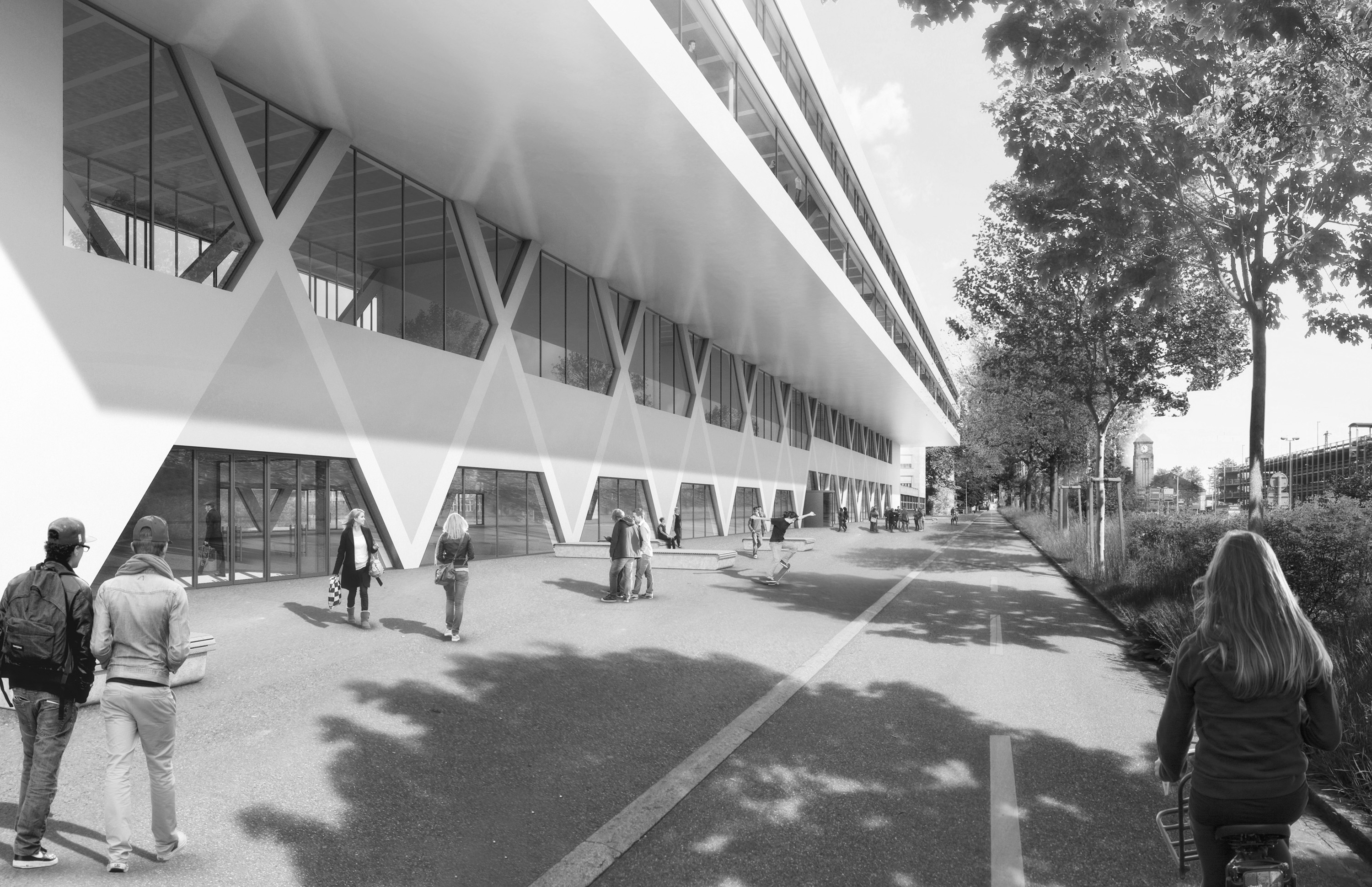 Facade facing the street