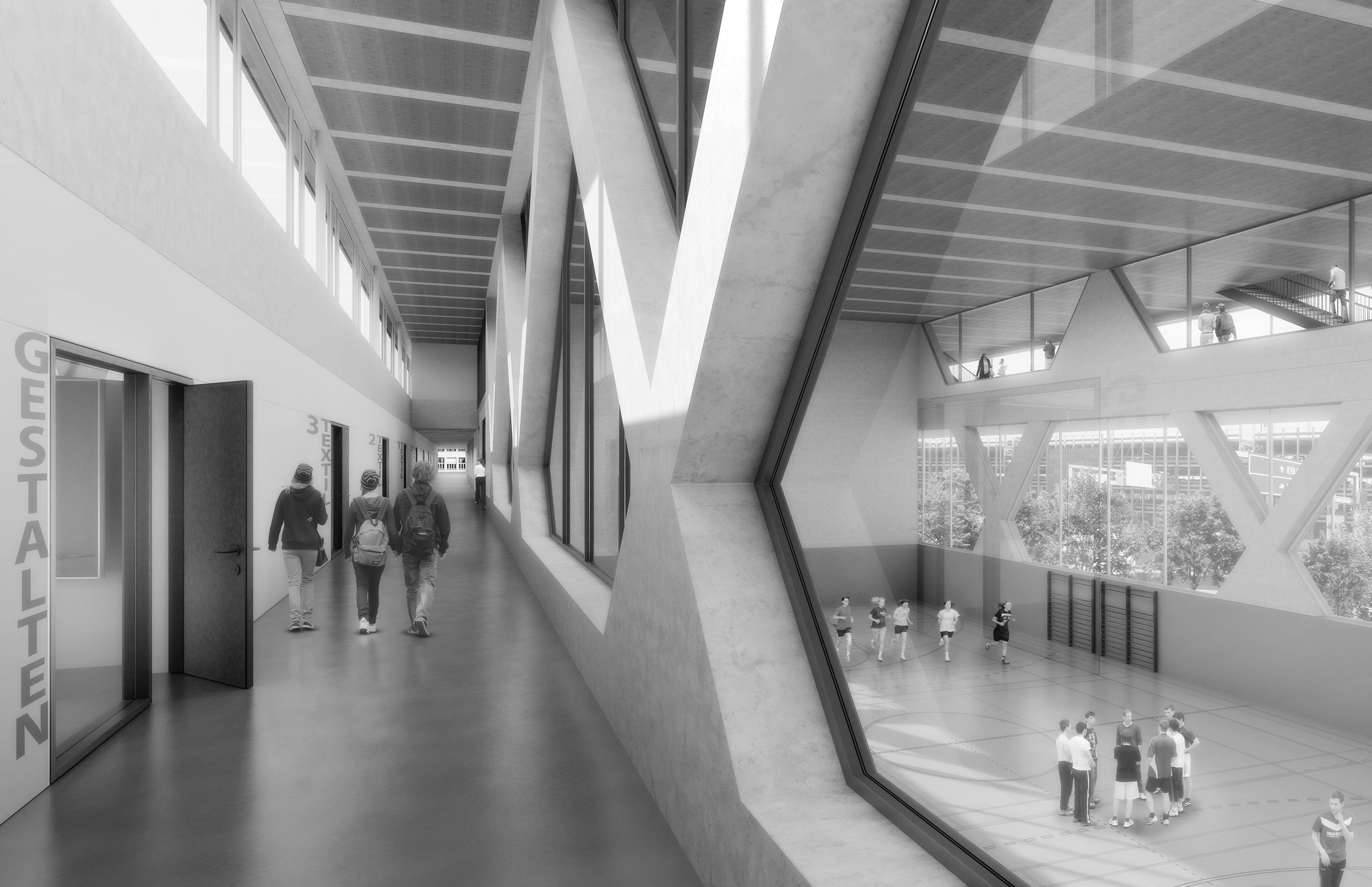 View into the sports hall