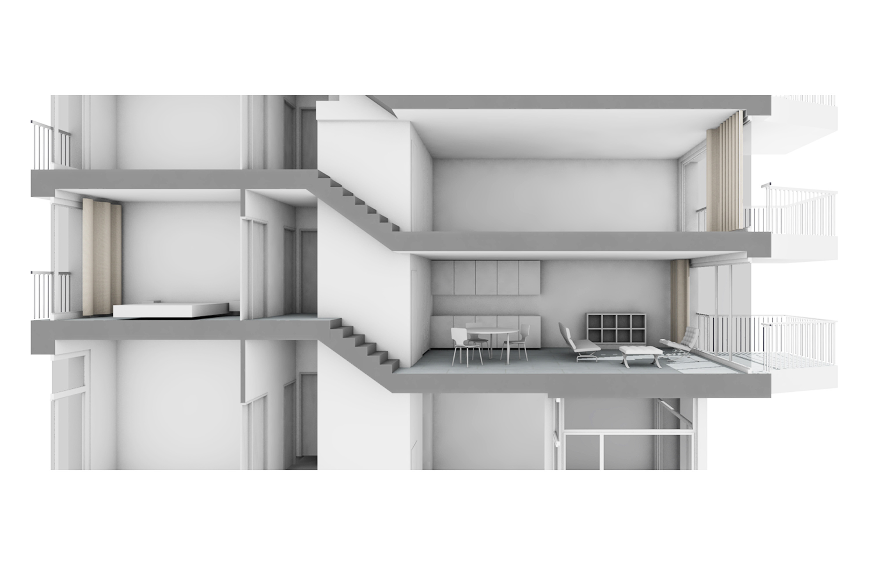 Visualization apartment with split-level